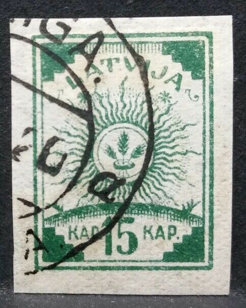1919 LATVIJA LETTONIA STEMMA carta sottile USATO RF03