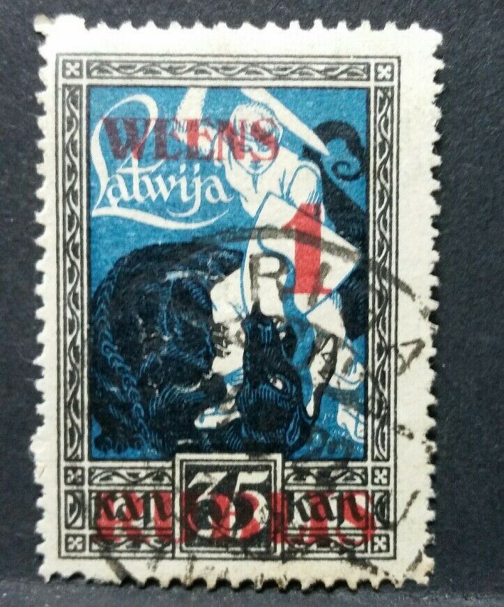 1919 LATVIJA LETTONIA VALORE IN RUBLI USATO RF03