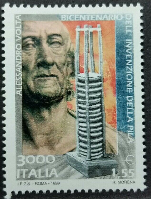 1999 ITALIA BICENTENARIO DELL'INVENZIONE DELLA PILA MNH** RI