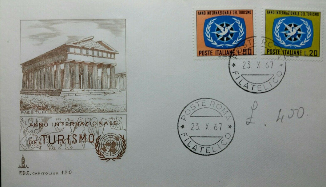 1967 ITALIA FDC ANNO INTERNAZIONALE DEL TURISMO CAPITOLIUM BB01