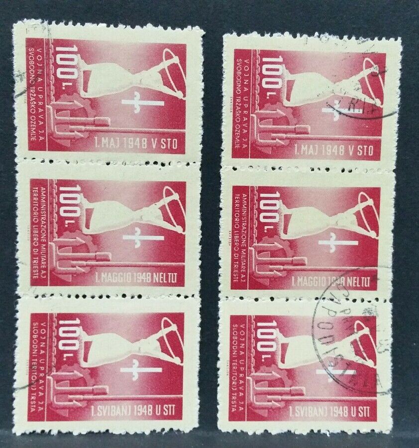 1948 TRIESTE B 1/3 2 BLOCCHI DI 3 USATI RF03