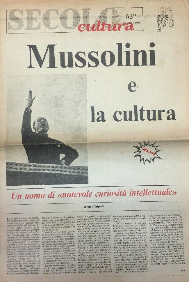 SECOLO CULTURA 18.10.80 MUSSOLINI E LA CULTURA