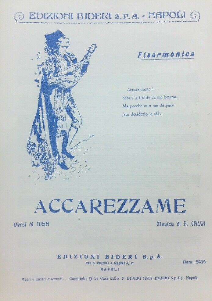 SPARTITO MUSICALE “ACCAREZZAME” Per Fisarmonica RS01
