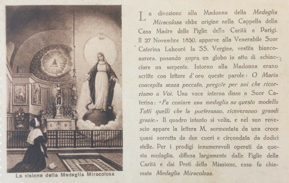 CARTOLINA I CENTENARIO APPARIZIONE DELLA SS VERGINE A CATERINA LABOURE 1914 CC03