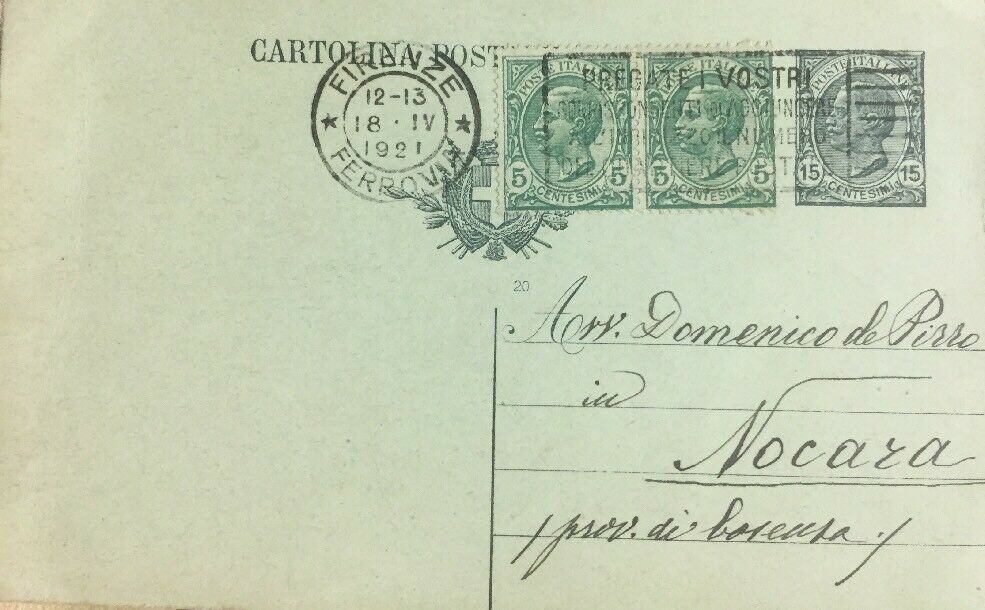 CARTOLINA POSTALE 15+5+5 CENT. 1921 CC04