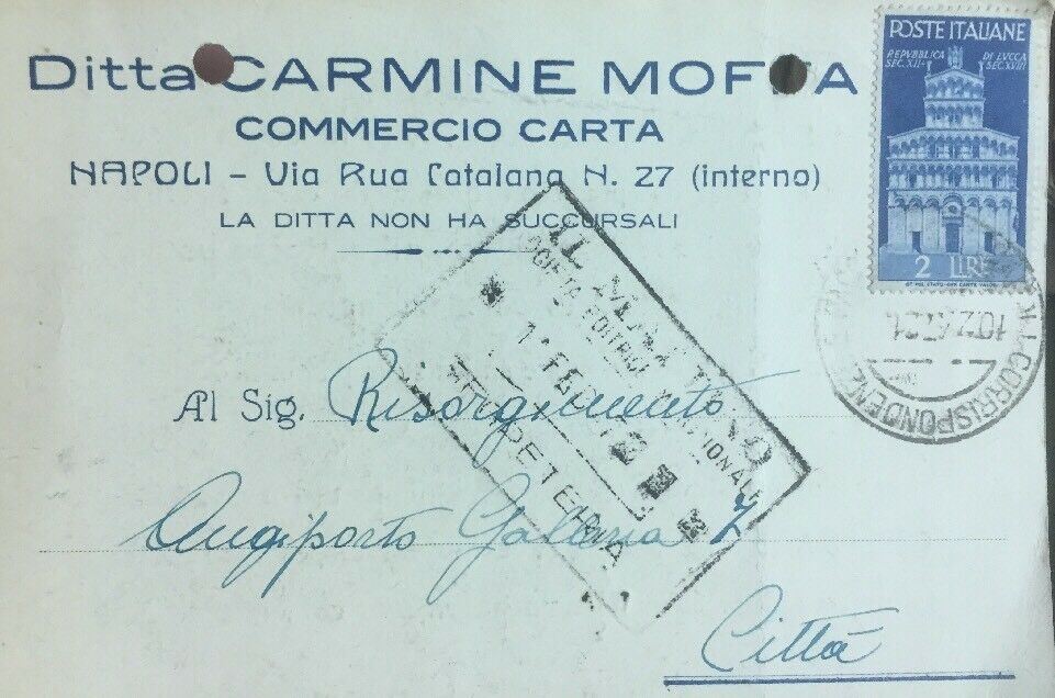 CARTOLINA POSTALE DITTA CARMINE MOFFA 1947 CC04