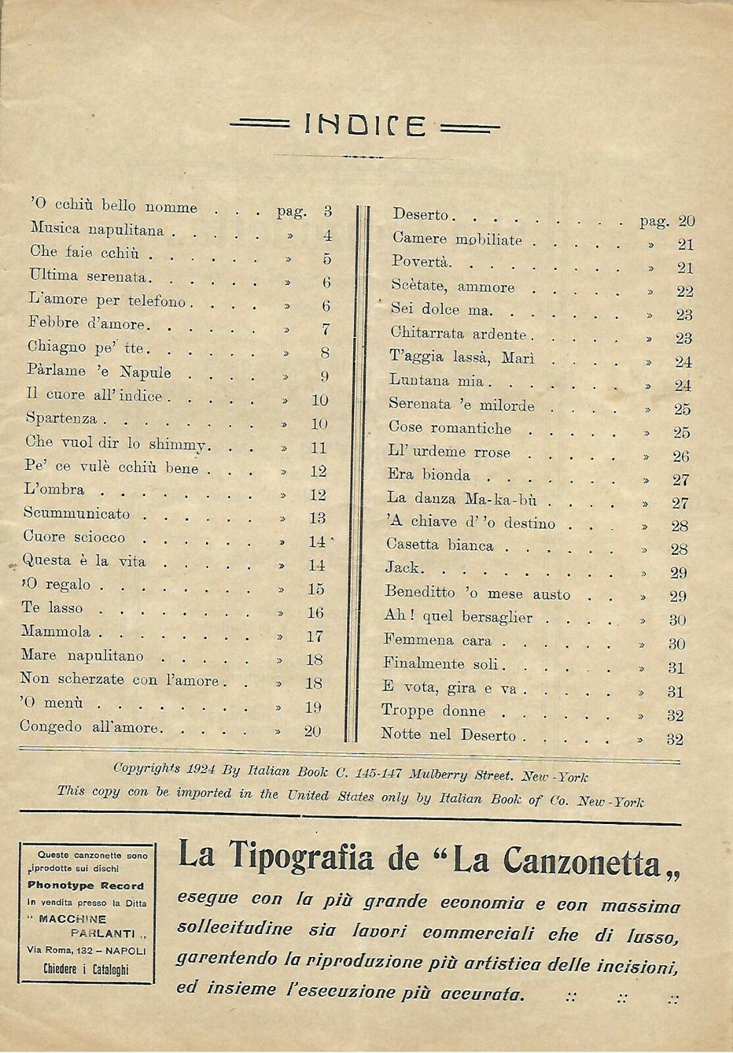 PIEDIGROTTA 1924 LA CANZONETTA  RD01