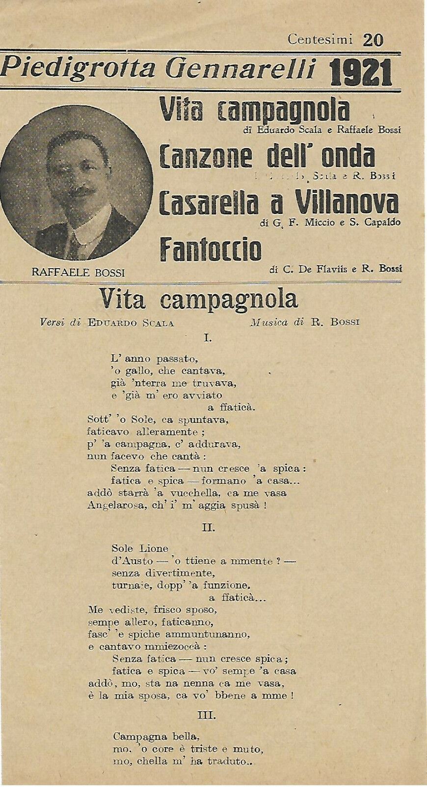 PIEDIGROTTA 1921 GENNARELLI BOSSI  RD01