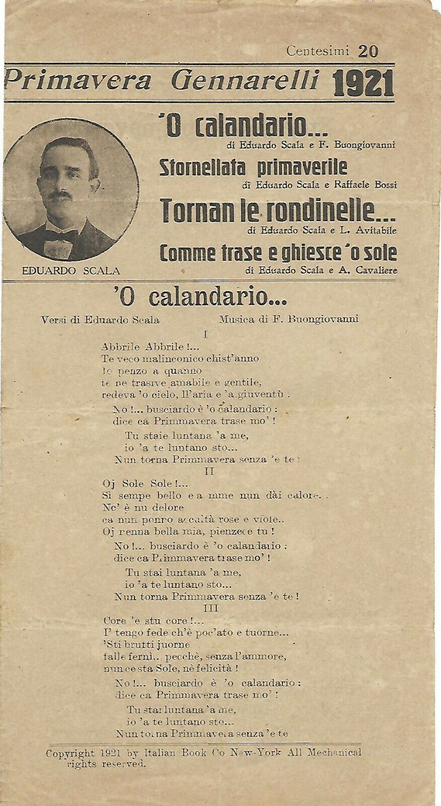 PRIMAVERA 1921 GENNARELLI SCALA  RD01