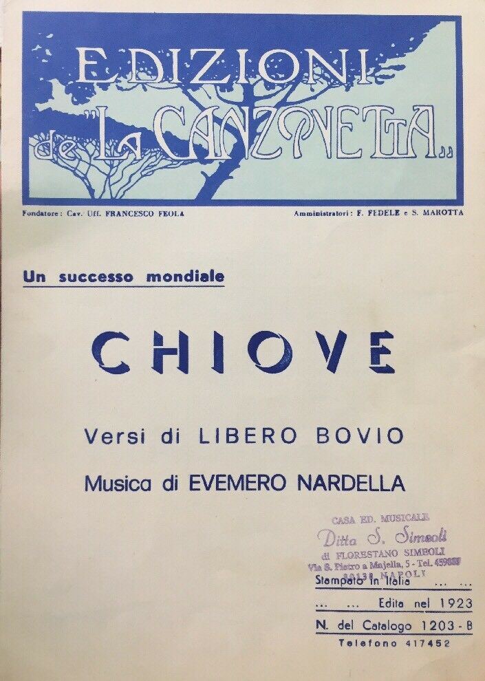SPARTITO CHIOVE LIBERO BOVIO RS02