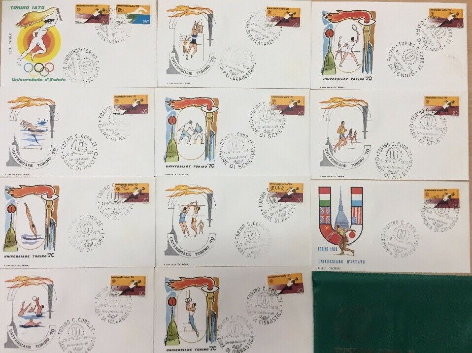 1970 ITALIA FDC UNIVERSIADE TORINO GIRO COMPLETO BUSTE ROMA BC09