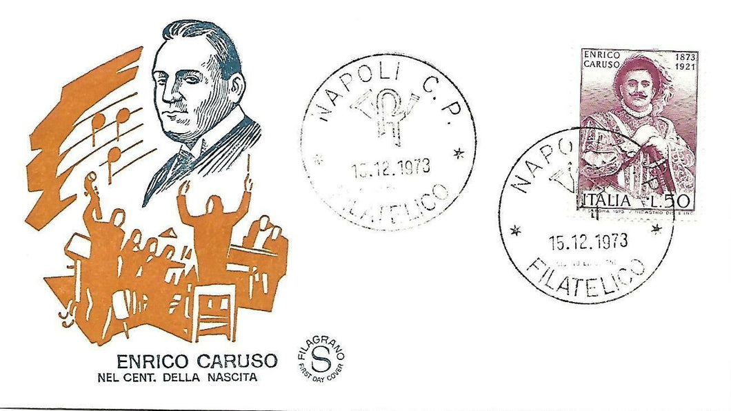 1973 ITALIA ENRICO CARUSO FDC FILAGRANO BC12