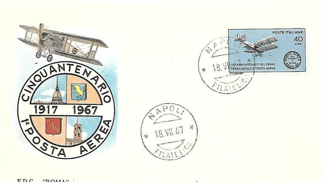 1967 ITALIA POSTA AEREA FDC ROMA BC15