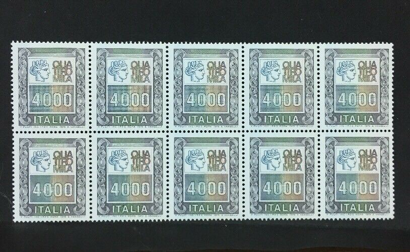 1979 ITALIA ALTI VALORI L.4000 BLOCCO DI 10 MNH** RF01