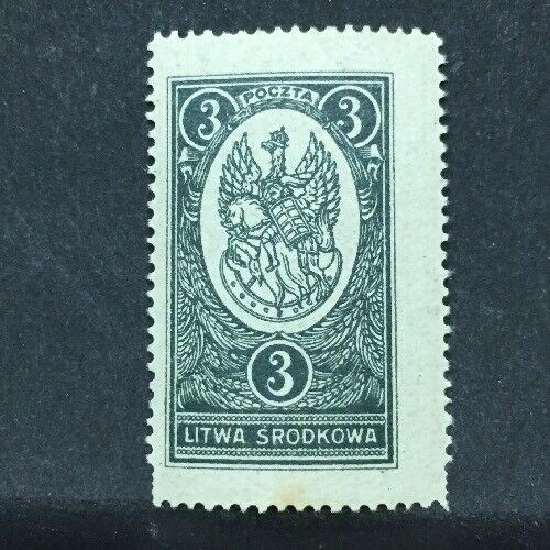 1920 LITUANIA CENTRALE 3M. DENTELLATO MH** RF05