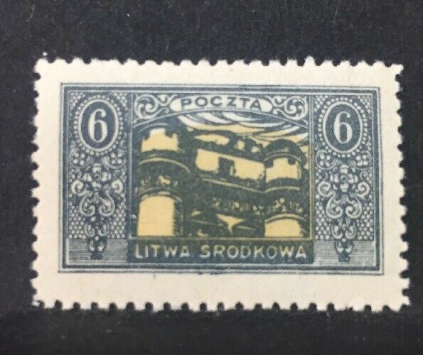 1920 LITUANIA CENTRALE 6M. DENTELLATO MH** RF05