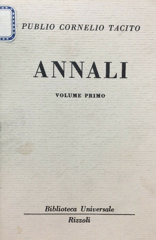 ANNALI VOL. I TACITO BUR C117