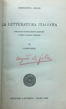 Carica l&#39;immagine nel visualizzatore di Gallery, LA LETTERATURA ITALIANA VOL. III L’OTTOCENTO B. CROCE C363

