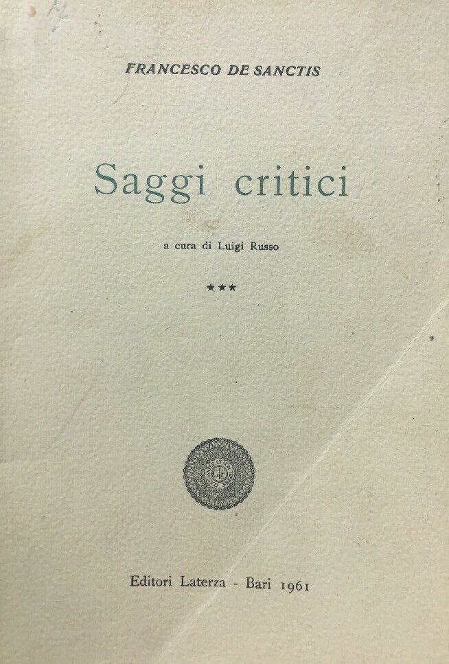 SAGGI CRITICI VOL. III DE SANCTIS C300