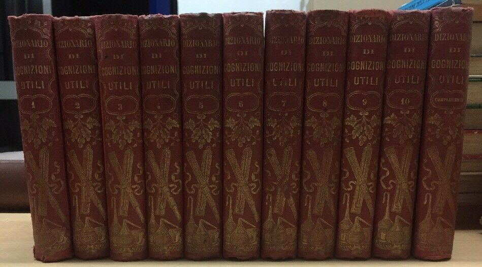DIZIONARIO DI COGNIZIONI UTILI UTET 11 VOLUMI 1863 E57