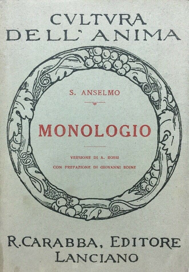 MONOLOGIO S. ANSELMO CULTURA DELL’ANIMA 1922 E78