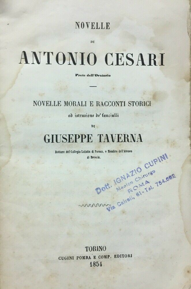 NOVELLE DI ANTONIO CESARI NOVELLE MORALI E RACCONTI STORICI 1854 E99