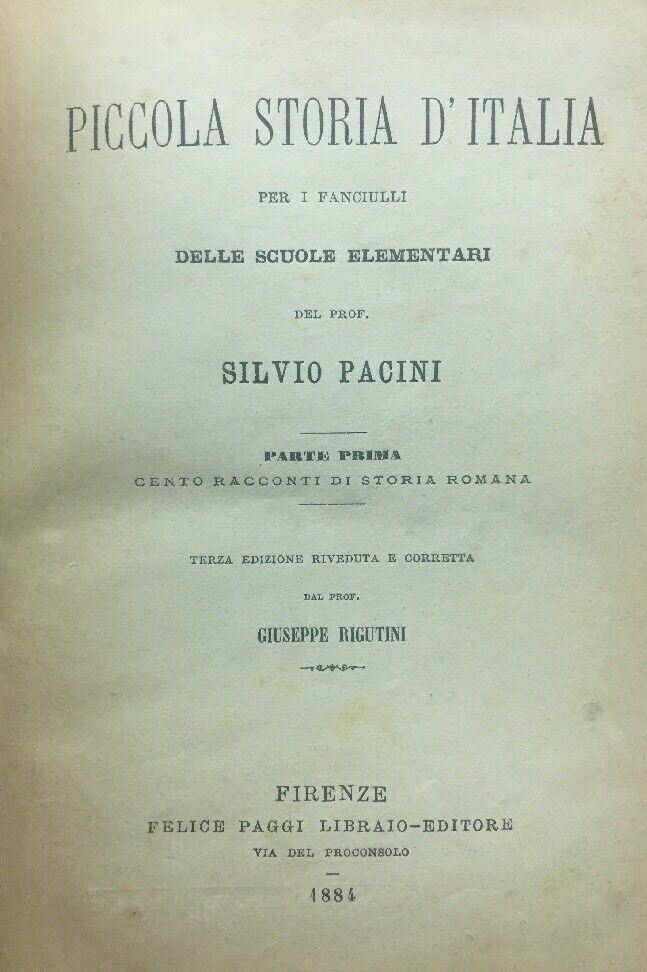 PICCOLA STORIA D’ITALIA S. PACINI 1884 E112