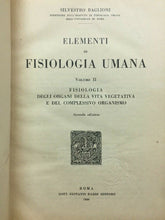 Carica l&#39;immagine nel visualizzatore di Gallery, ELEMENTI DI FISIOLOGIA UMANA S. BAGLIONI 1948 E116
