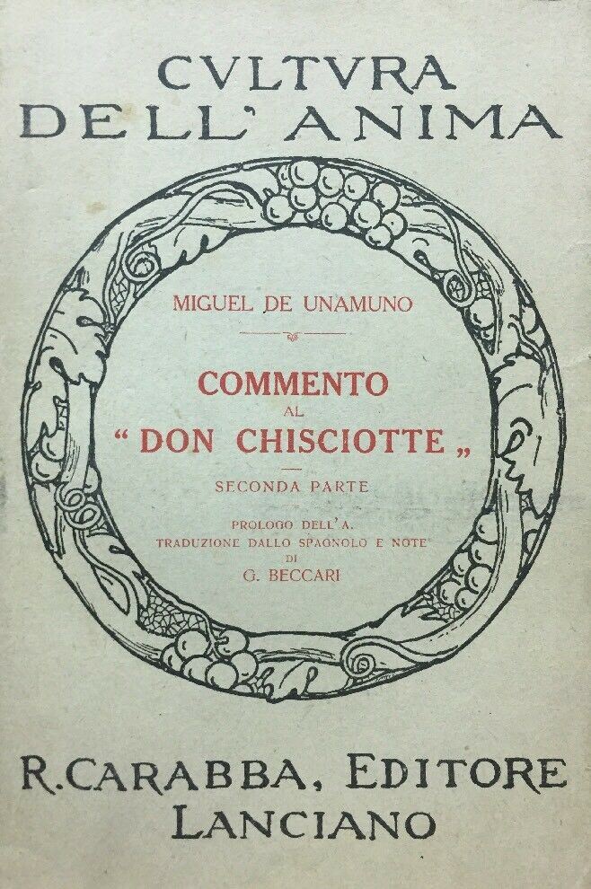 COMMENTO AL DON CHISCIOTTE II PARTE M. DE UNAMUNO 1919 E137