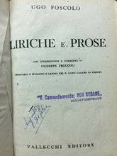 Carica l&#39;immagine nel visualizzatore di Gallery, LIRICHE E PROSE U. FOSCOLO A CURA DI G. TROCCOLI 1945 E482
