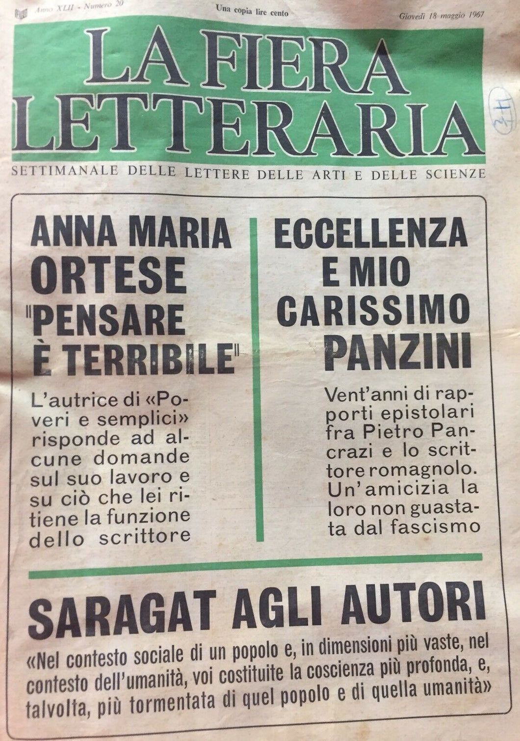 LA FIERA LETTERARIA N.20 1967 H117