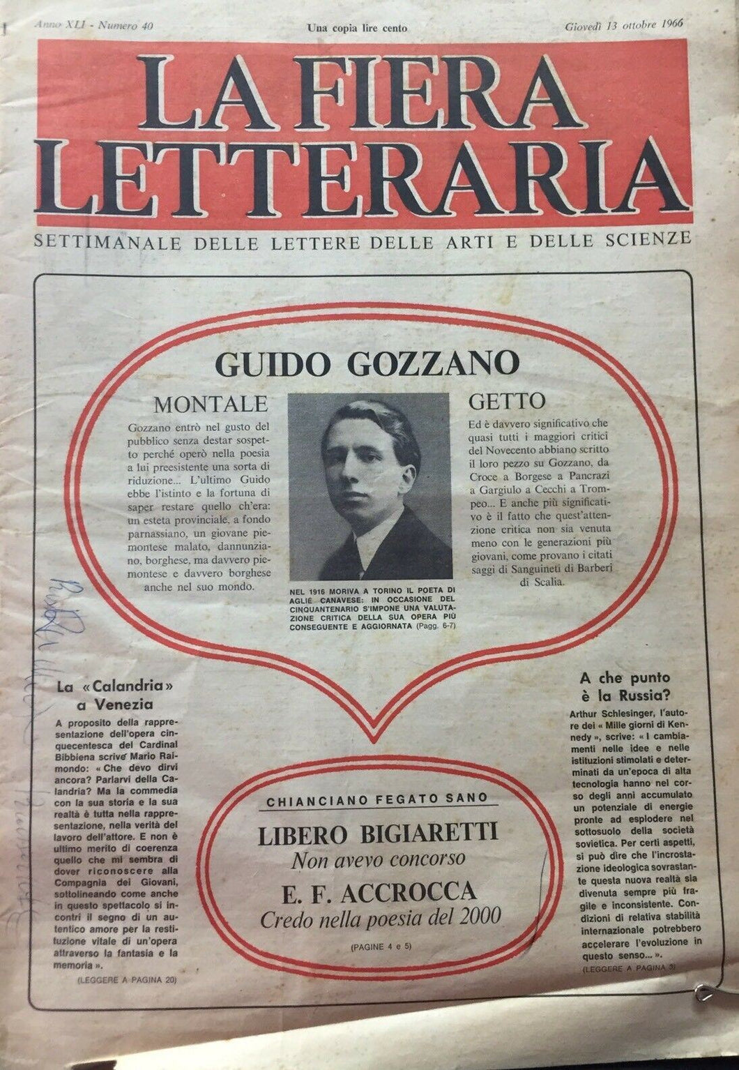 LA FIERA LETTERARIA N.40 1966 H121