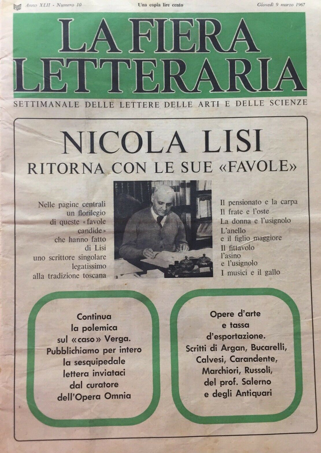 LA FIERA LETTERARIA N.10 1967 H126