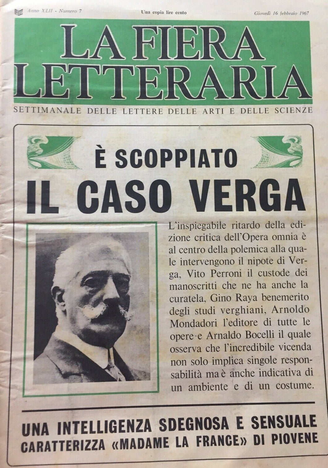 LA FIERA LETTERARIA N.7. 1967 H129