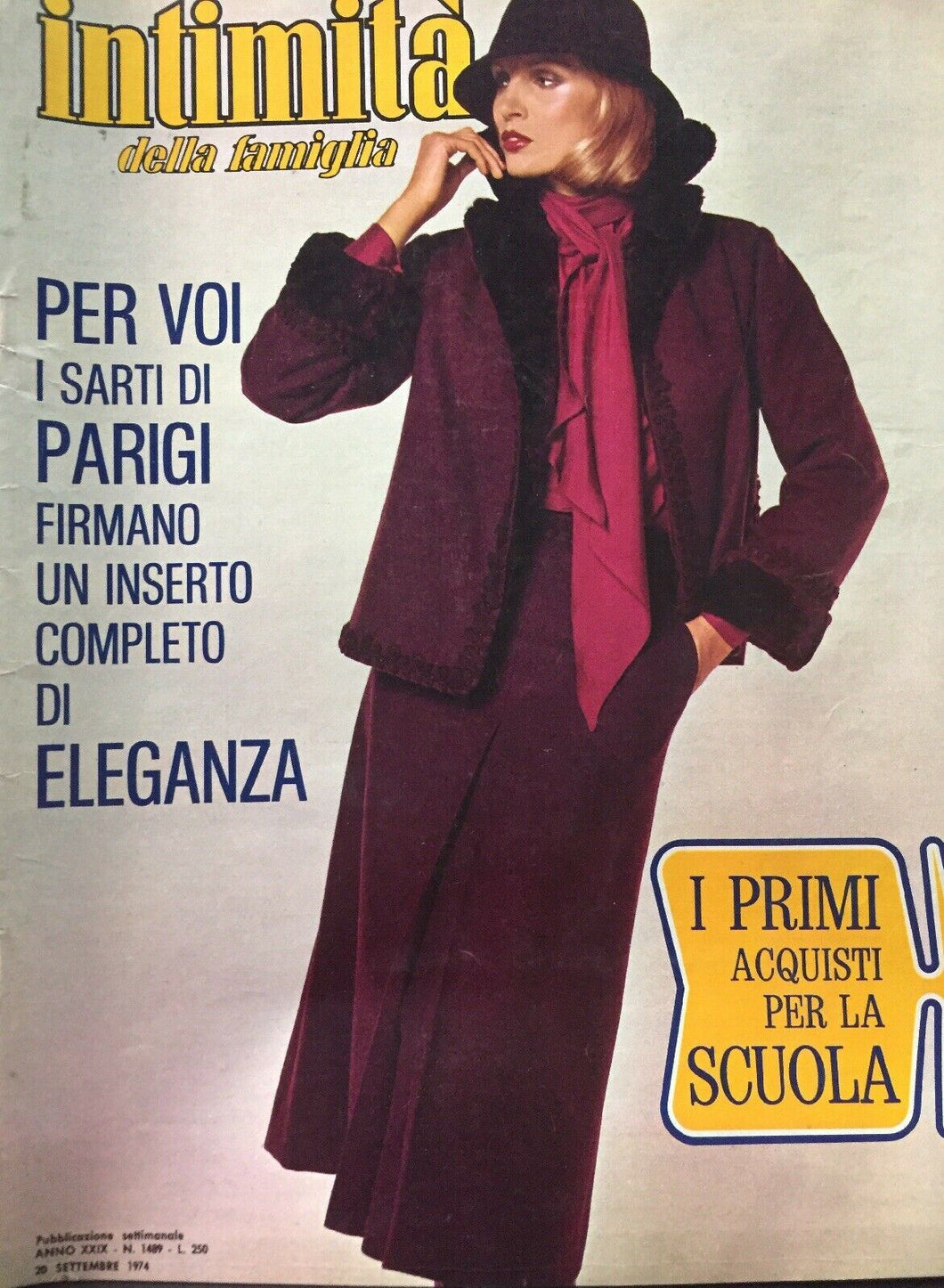 INTIMITÀ DELLA FAMIGLIA N.1489 20 SETTEMBRE 1974 CON INSERTO   I124