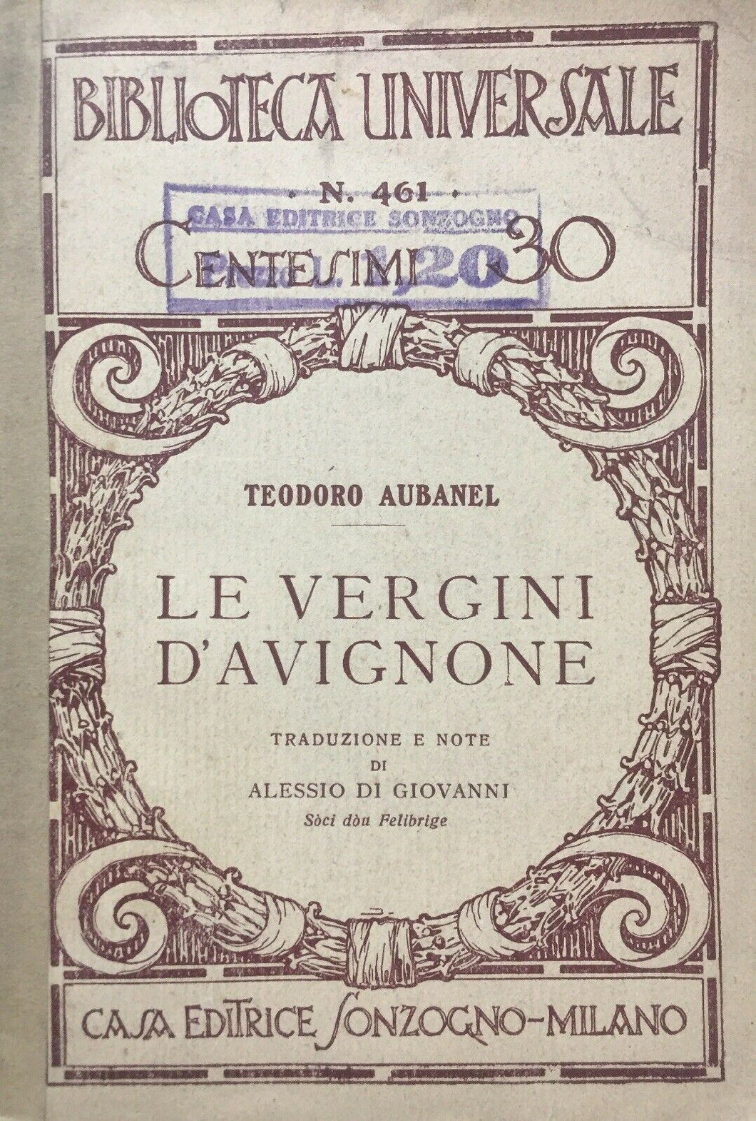LE VERGINI DI AVIGNONE T. AUBANEL BIBLIOTECA UNIVERSALE  I372