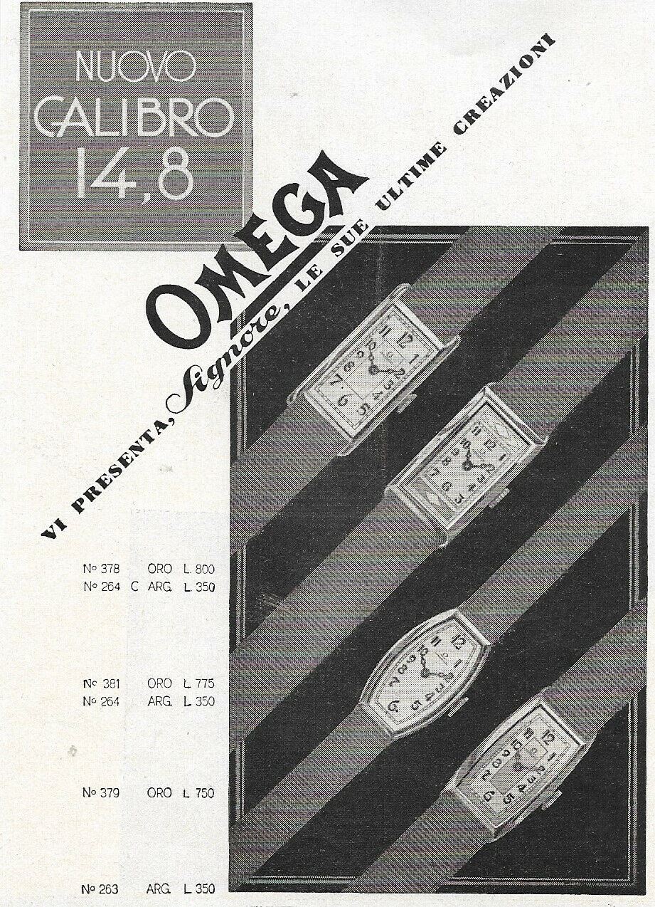 PUBBLICITA' ADVERTISING OROLOGI OMEGA CALIBRO 14.8 PU01
