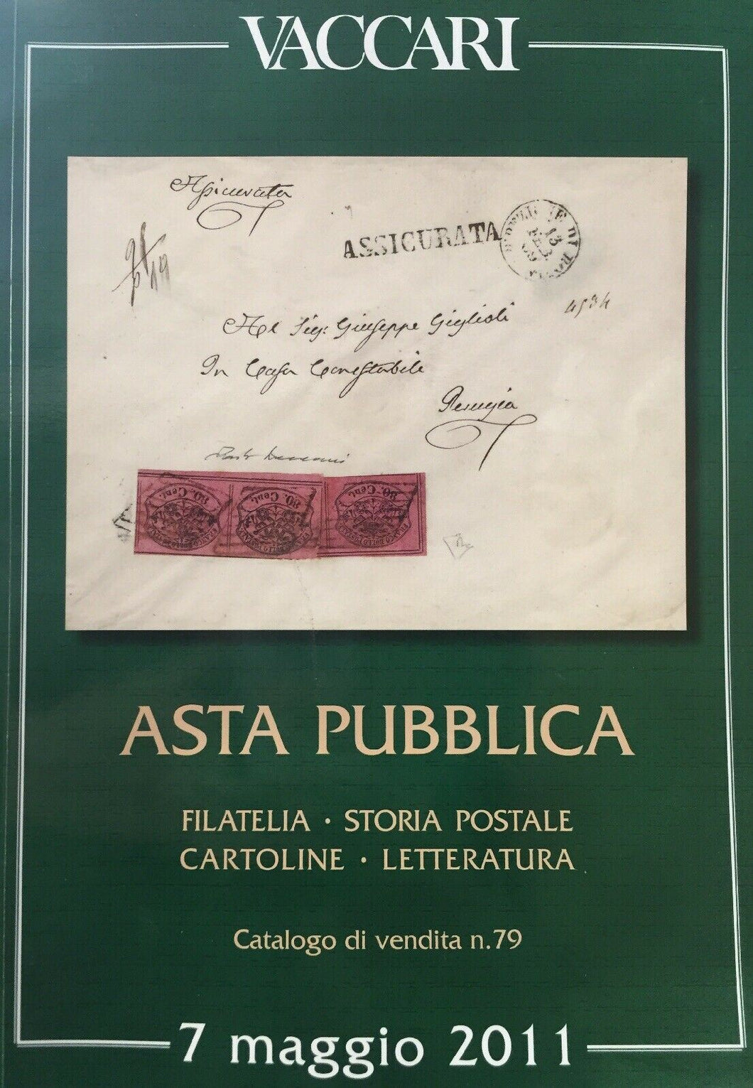 VACCARI CATALOGO ADTA FILATELIA STORIA POSTALE CARTOLINE LETT.  MAGGIO 2011 J174