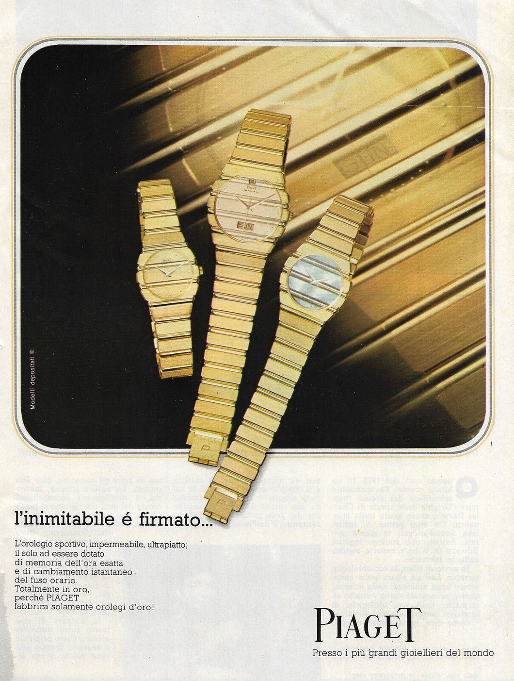 PUBBLICITA' ADVERTISING OROLOGI PIAGET  PU02