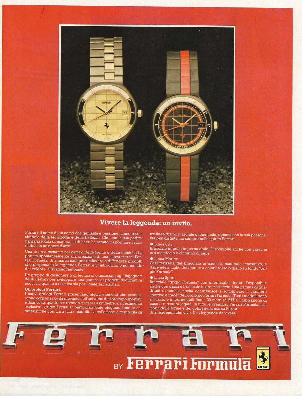 PUBBLICITA' ADVERTISING OROLOGI FERRARI FORMULA  PU02