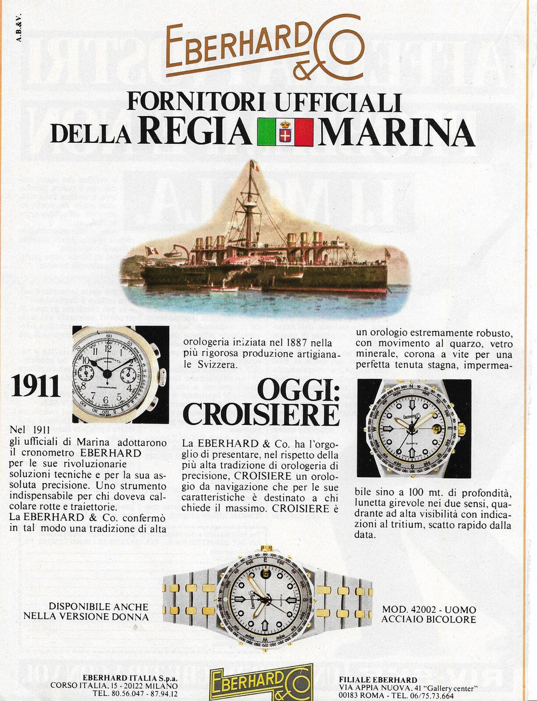 PUBBLICITA' ADVERTISING OROLOGI EBERHARD & CO. CROISIERE  PU02