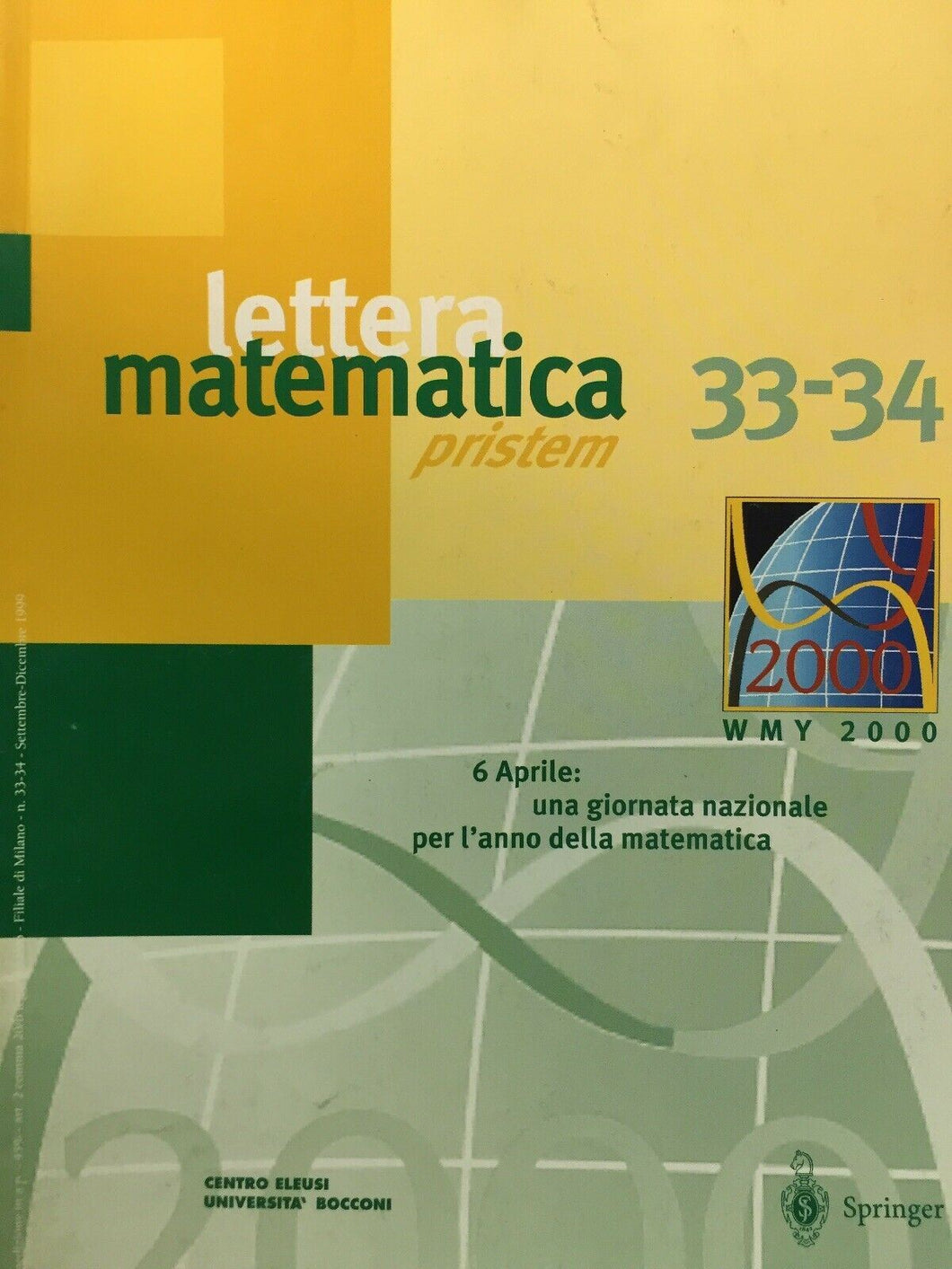 LETTERA MATEMATICA PRISTEM N.33/34 J592