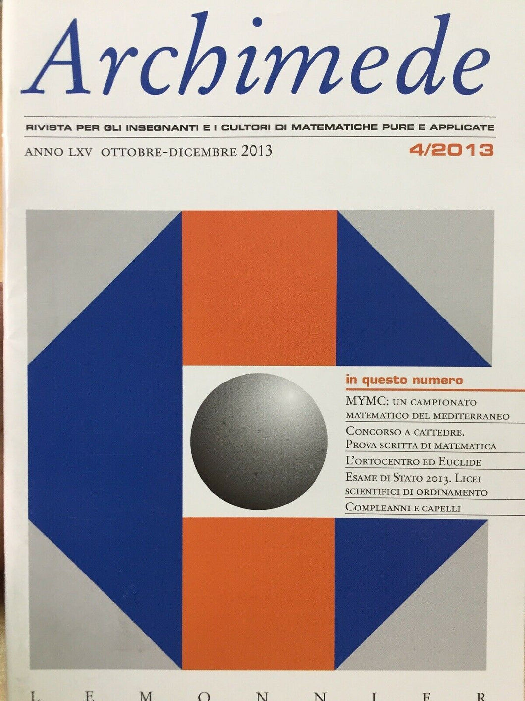 ARCHIMEDE RIVISTA DI MATEMATICHE PURE E APPLICATE OTTOBRE DICEMBRE 2014  J628