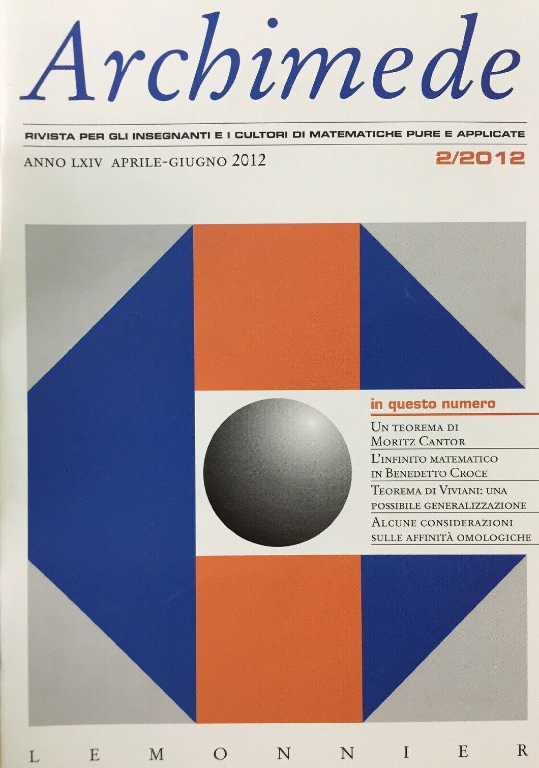 ARCHIMEDE RIVISTA DI MATEMATICHE PURE E APPLICATE APRILE GIUGNO 2012  J634