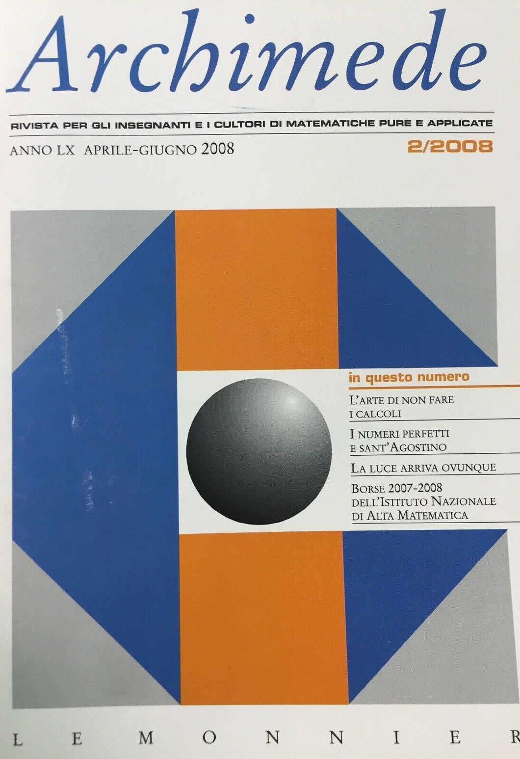 ARCHIMEDE RIVISTA DI MATEMATICHE PURE E APPLICATE APRILE GIUGNO 2008  J649