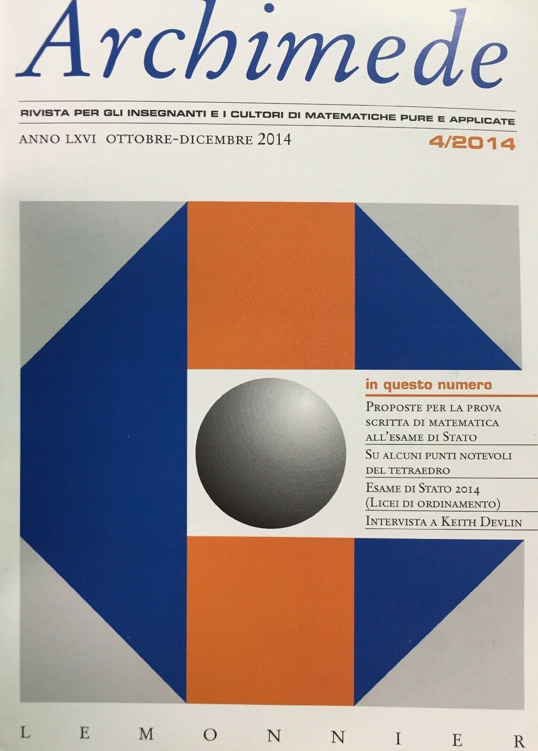 ARCHIMEDE RIVISTA DI MATEMATICHE PURE E APPLICATE OTTOBRE DICEMBRE 2014  J670