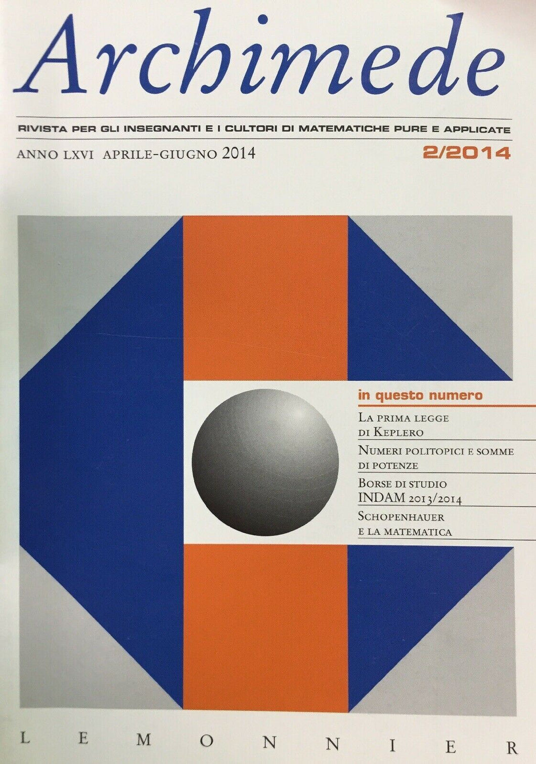ARCHIMEDE RIVISTA DI MATEMATICHE PURE E APPLICATE APRILE GIUGNO 2014  J672