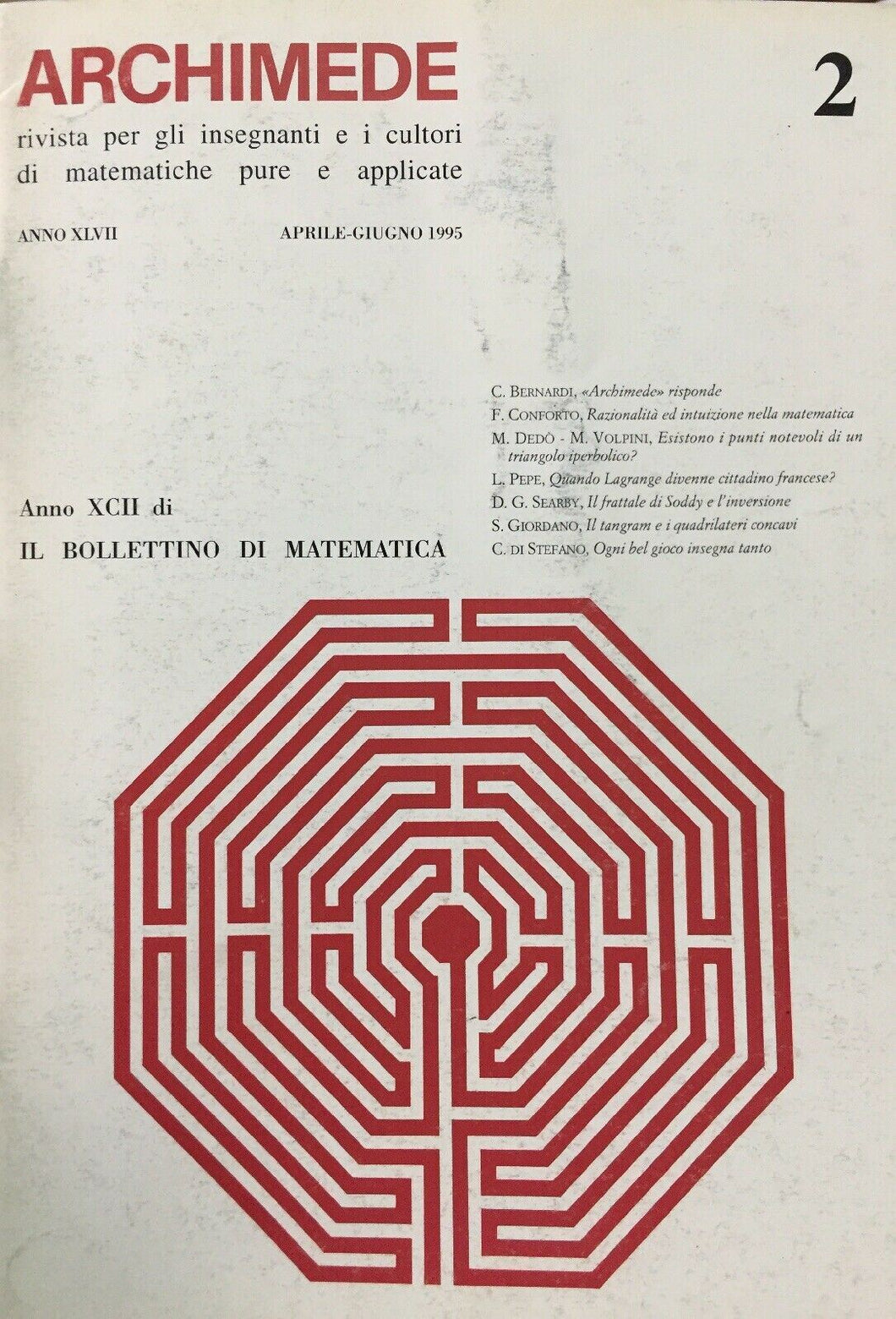 ARCHIMEDE RIVISTA DI MATEMATICHE PURE E APPLICATE APRILE GIUGNO 1995 J702