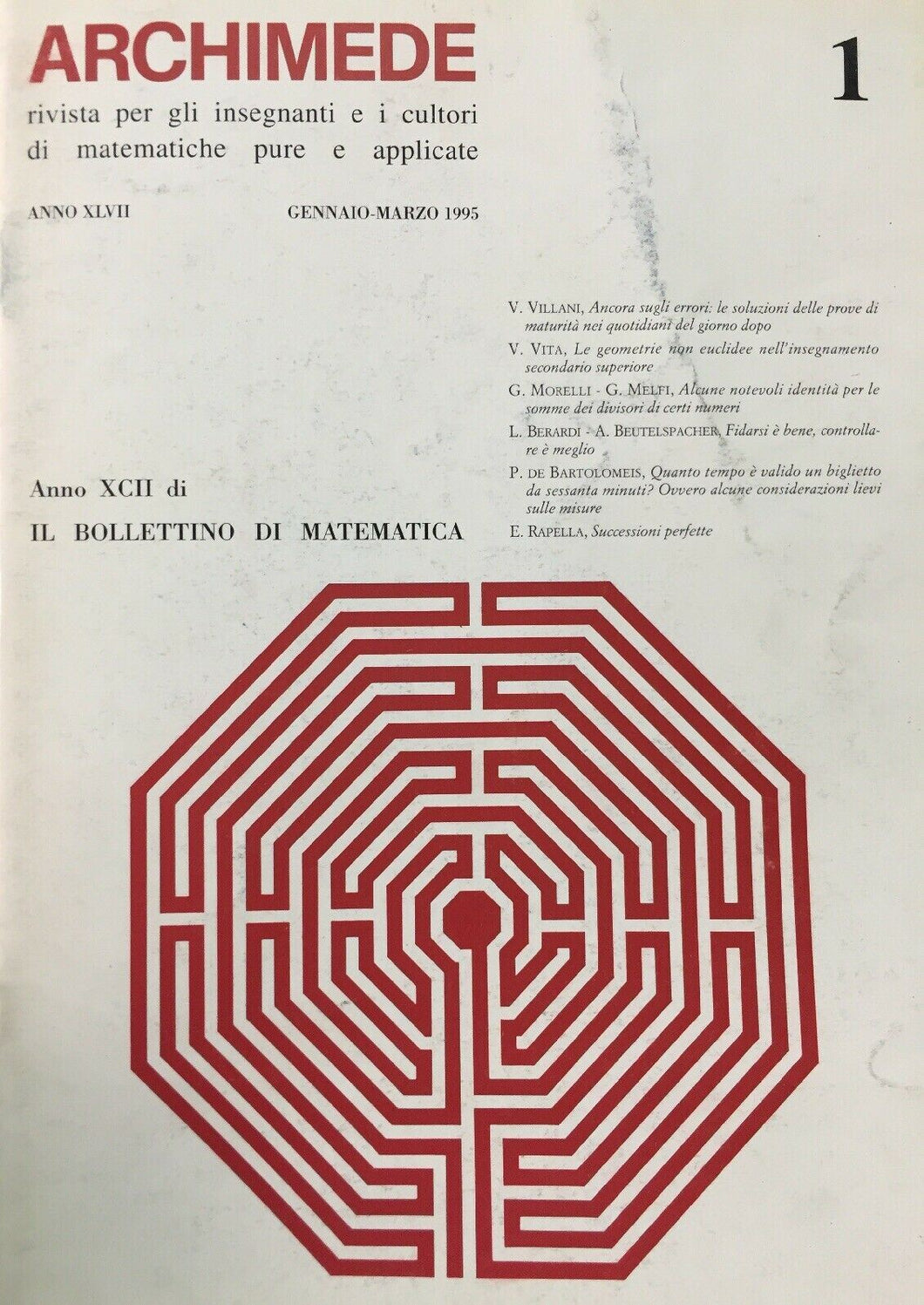 ARCHIMEDE RIVISTA DI MATEMATICHE PURE E APPLICATE GENNAIO MARZO 1995 J703