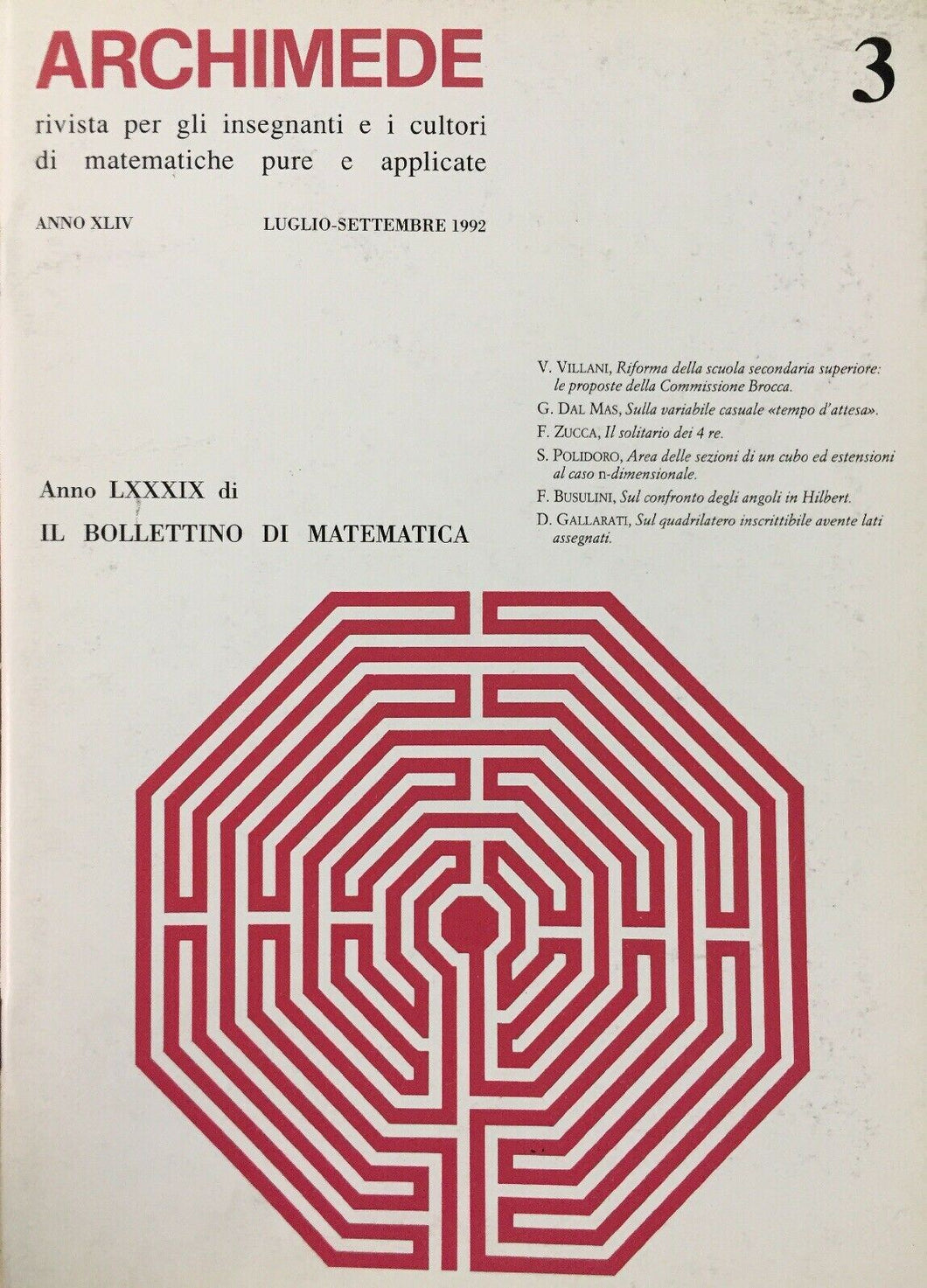 ARCHIMEDE RIVISTA DI MATEMATICHE PURE E APPLICATE LUGLIO SETTEMBRE 1992 J713